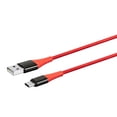 thumbnail image 2 of Monoprice Nylon Braided USB C to USB A 2.0 Cable - 3 Feet - Red | Type C, Durable, Fast Charge for Samsung Galaxy S10/ Note 8, LG V20 and - AtlasFlex Series, 2 of 6