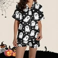 thumbnail image 5 of FDGIU Halloween Pajamas Women Halloween Print Casual Turndown Collar Short Sleeve Blouse Button Short Pants Pajamas Suit Soft Sleepshirts, 5 of 5
