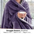 thumbnail image 6 of IR Imperial Rooms Sherpa Bed Blanket Soft Thick & Warm Fluffy Plush Winter Fleece Reversible Lightweight Twin (60x80) Purple, 6 of 7