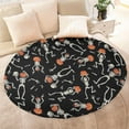 thumbnail image 4 of Skeleton Pumpkin Halloween Pattern Round Blanket,Comfortable Soft Flannel Throw Blanket,All Season,Warm Lightweight Blankets for Sofa Bed Couch Living Room Chair 47"x47", 4 of 5