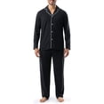 thumbnail image 1 of Conjunto de pijama IZOD para hombre de jersey afelpado negro XL, 1 of 5
