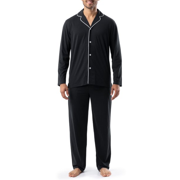 Conjunto de pijama para hombre IZOD de jersey afelpado negro talla XXL