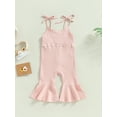 thumbnail image 2 of Bagilaanoe Toddler Baby Girl Summer Jumpsuit Sleeveless Ribbed Romper Overalls 12M 18M 24M 3T 4T 5T Kids Long Flare Pants Casual Outfits, 2 of 8