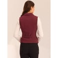 thumbnail image 4 of Chaleco elegante para mujer Allegra K con doble botonadura y solapa sin mangas Borgoña M, 4 of 6