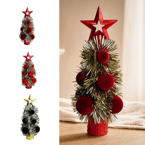 Oioii Mini Christmas Tree Topper Glitter Star Treetop Small Christmas Tree Topper Star Mini XmasTree Ornaments Decorative for Crafts Home Xmas Holiday Party, Red