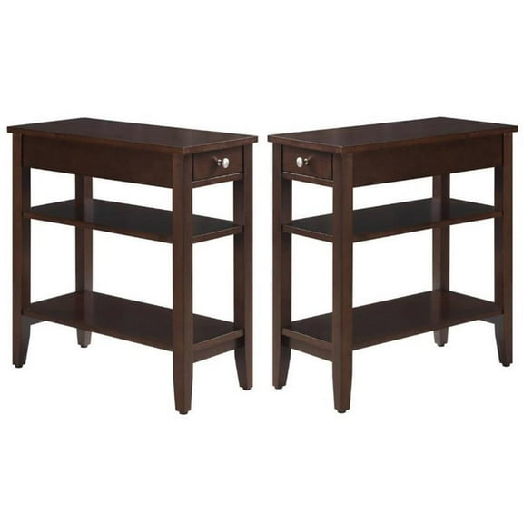 Home Square 3 Tier End Table in Espresso Wood Finish - Set of 2