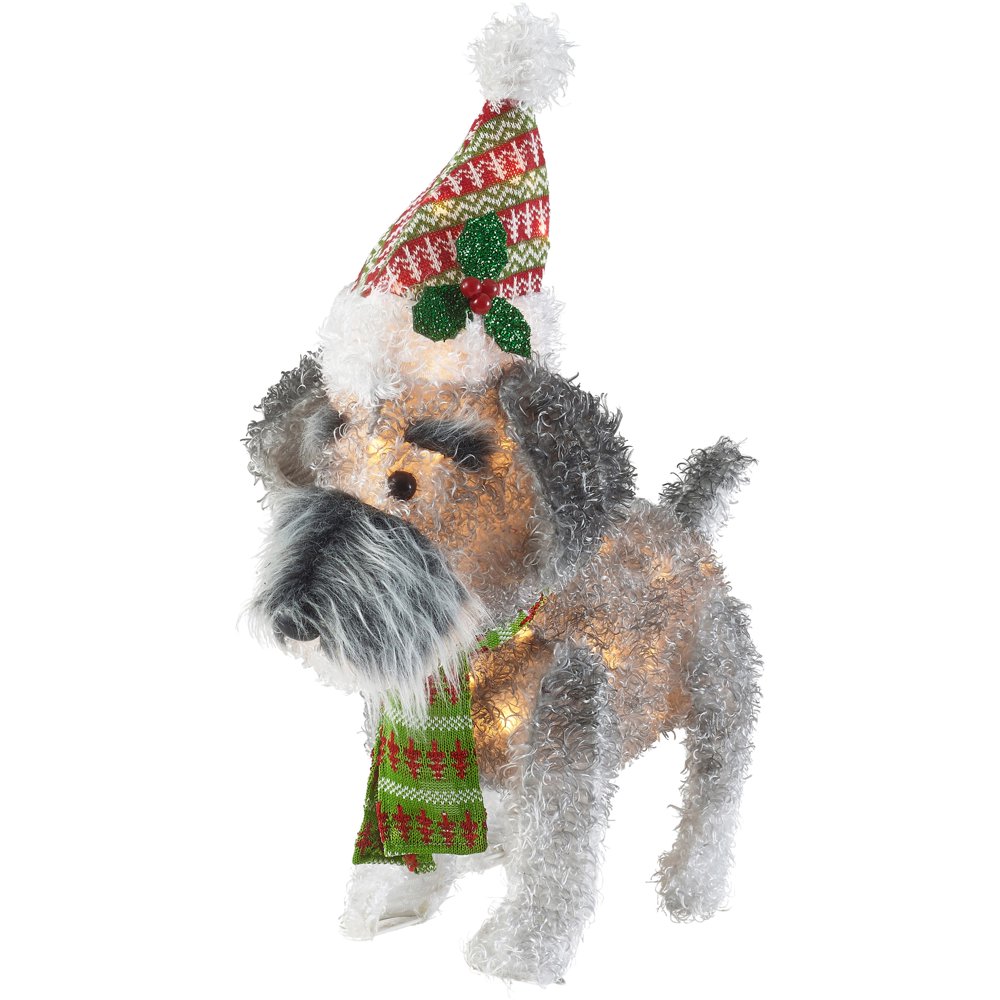Holiday Time 25Inch LightUp Fluffy Schnauzer with 35 Lights, Indoor