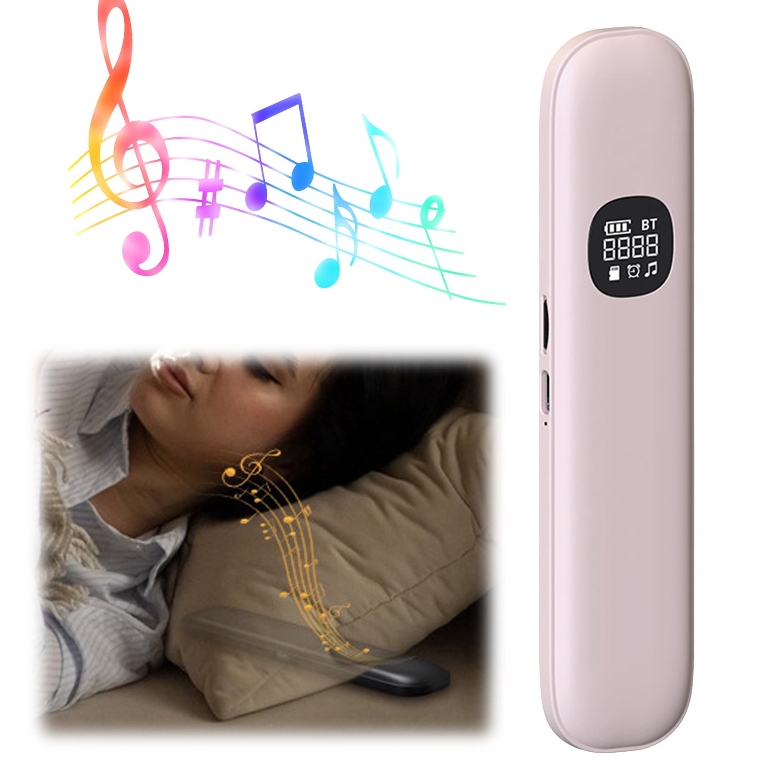 Sleep Speaker Under Pillow With 11 White Noises Timer & Tf Card Slot Wireless Bt Sleep Aid Bone Conduction Pillow Speaker For Side & Light Sleepers Bedside Listening (Pink)