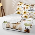 thumbnail image 4 of jejeloiu Highland Cow Sunflower Twin Quilt Set Kids,Farm Animal Print Twin Coverlet Set,2 Pieces, 4 of 7