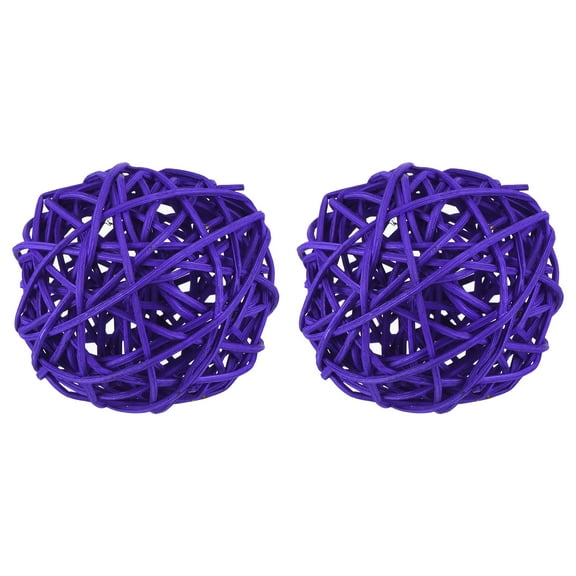 Uxcell 2 Pcs Wicker Rattan Balls 3 Inch Rattan Decorative Balls Vase Fillers for Wedding Party Deep Purple