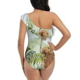thumbnail image 5 of Gukieu Watercolor African Animals Wildlife Print One-shoulder Ruffled One-piece Swimsuit with Removable Chest Pads and Tummy-control Swimsuit for Women-Small, 5 of 6