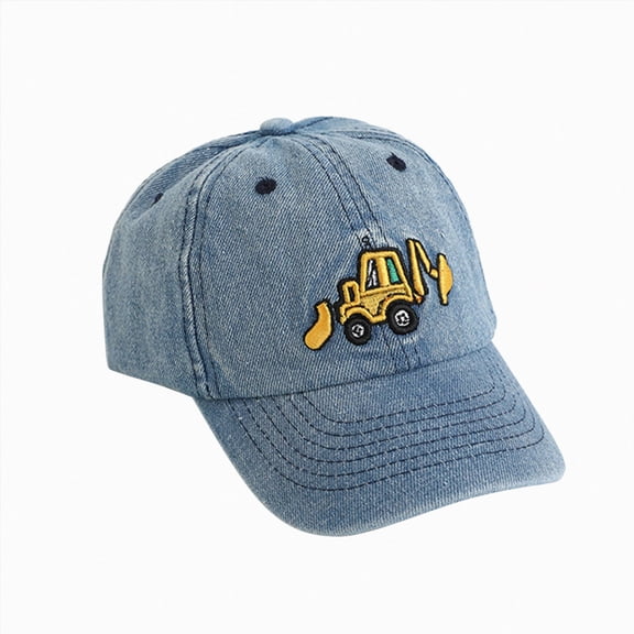 TAmten Cute Embroidery Excavator Kids Baseball Cap Adjustable Cotton Washed Vintage Cowboy Hat for Boys Girls Size One Size