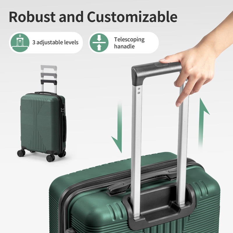 Alikpop 28 Inch Dark Green PP Hardside Spinner Luggage, Large Checked Suitcase with Combination Lock
