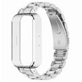 thumbnail image 2 of For Xiaomi Redmi Band 3 Smart Band 9 Active Stainless Steel Watch Strap with PC Case Solid 3 Bead Re, 2 of 3