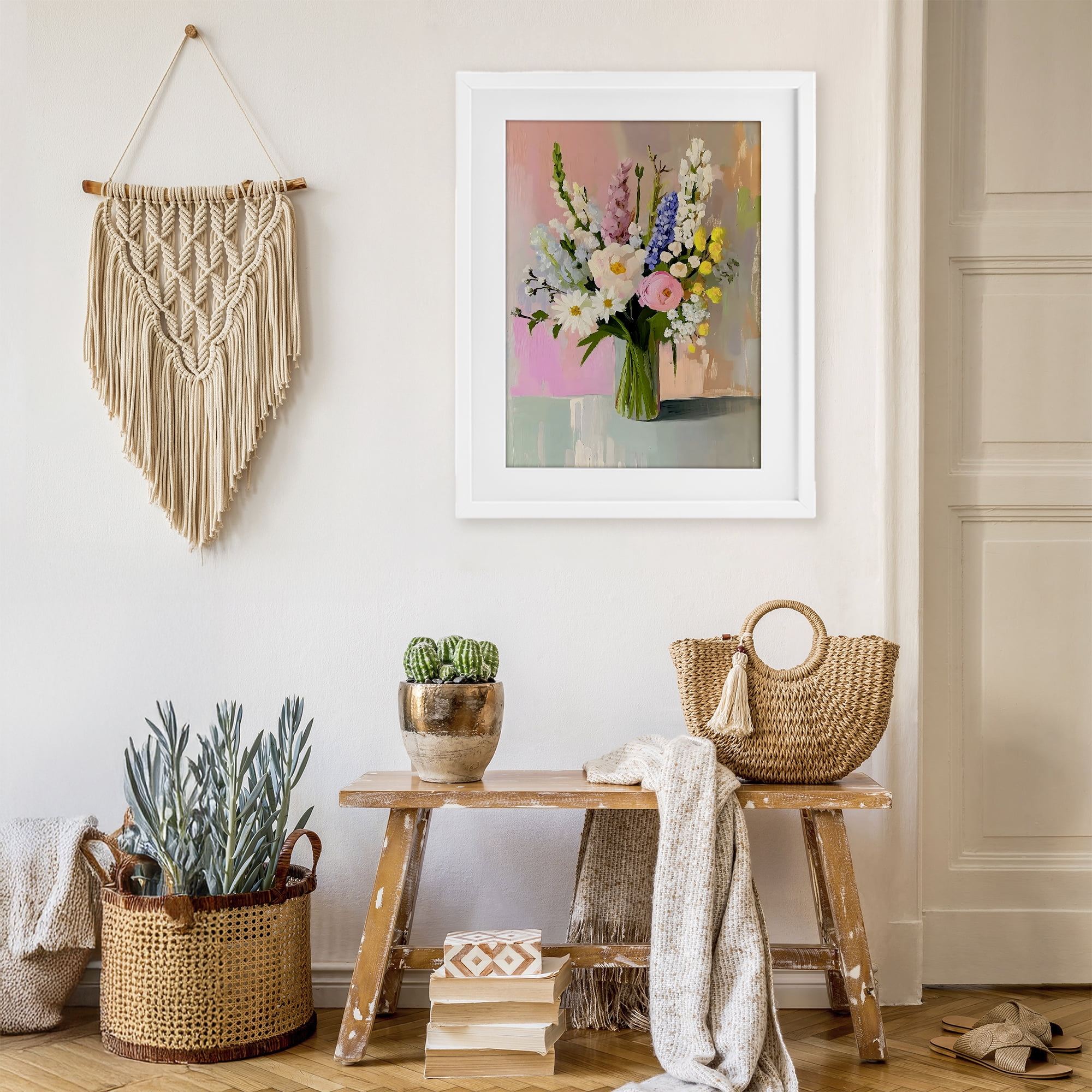 Stupell Industries Glass Vase with Spring Blooms White Framed Print Under Glass, design by The Prints Vibe