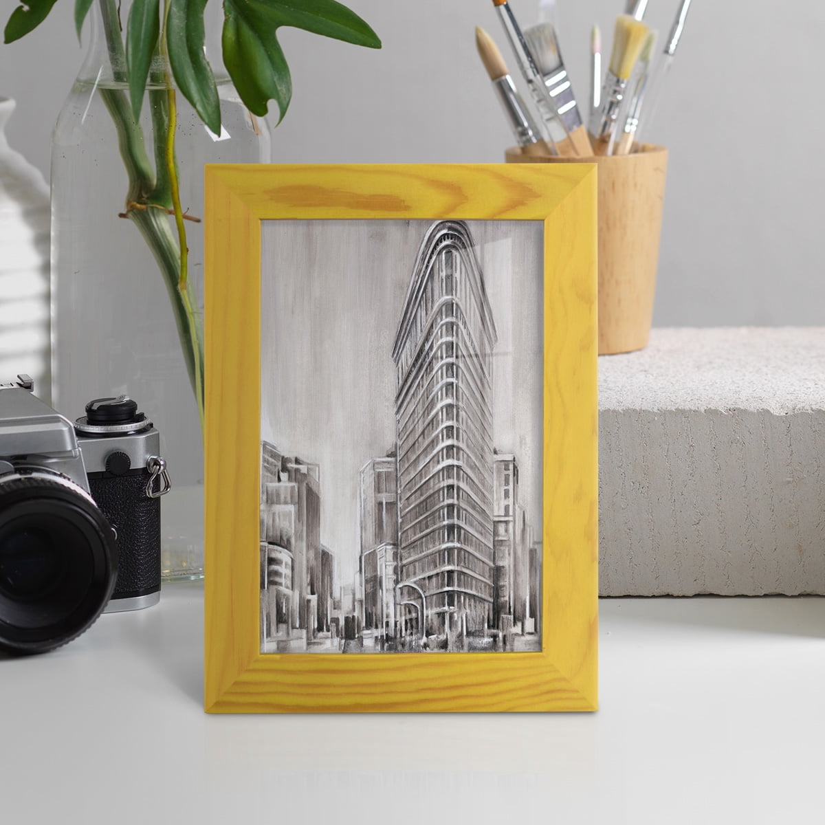 Art Deco Cityscape II -Framed Print w/glass-Sunflower Yellow