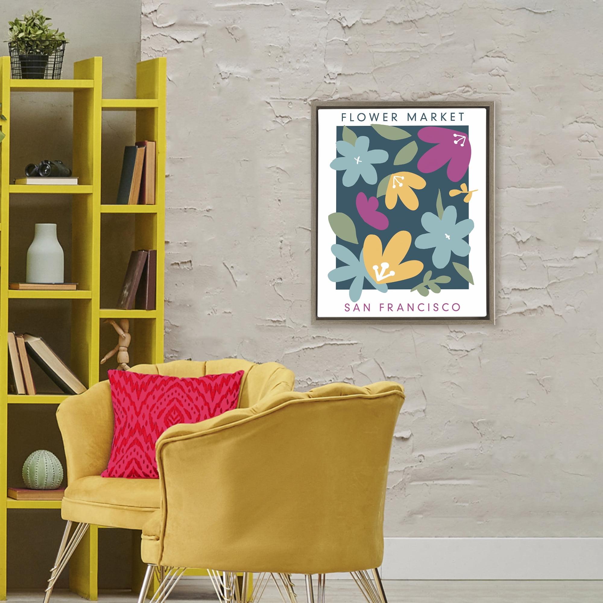Stupell Industries Whimsical Flower Market Brown Framed Floater Canvas Wall Art, design by Anna Quach
