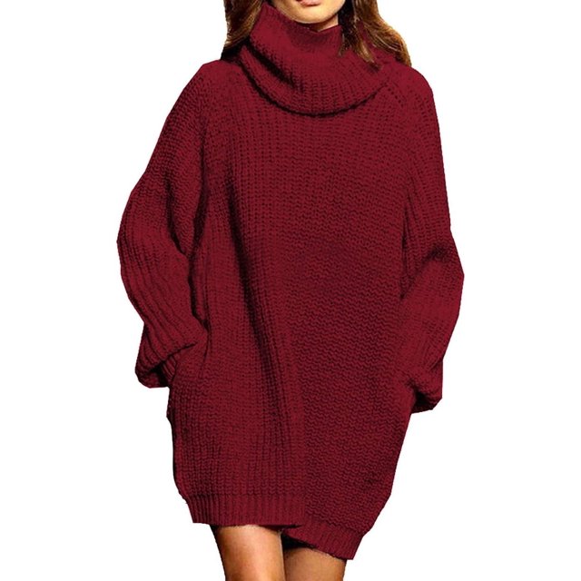 LAICAIW Robe Chandail Longue Ample à Col Roulé Oversize pour Femmes