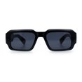 thumbnail image 4 of Mod Thick Plastic Minimal Plastic Retro Fashion Sunglasses All Black, 4 of 7
