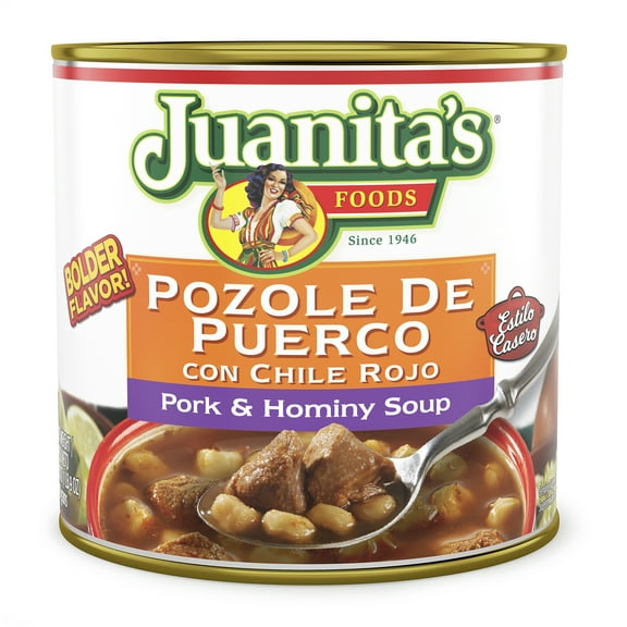 Juanita’s Foods Ready to Serve Pork Pozole with Red Chile Soup, 25 oz Can