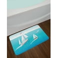 thumbnail image 2 of Blue Nautical Bath Mat, Top View of Sailing Boats with the Sun Beaming in the Horizon, Plush Bathroom Decor Mat with Non Slip Backing, 29.5" X 17.5", Sea Blue and Multicolor, by Ambesonne, 2 of 2