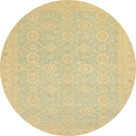 Ahgly Company Machine Washable Indoor Round Abstract Metallic Gold Area Rugs, 4' Round