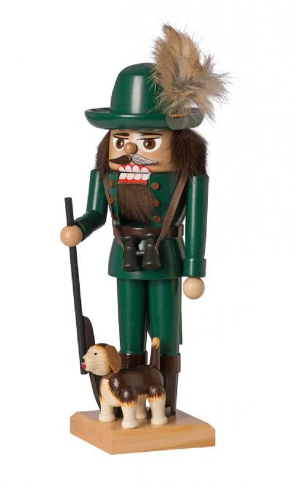KWO Hunter with Gun and Dog German Wood Christmas Nutcracker 10 Inch