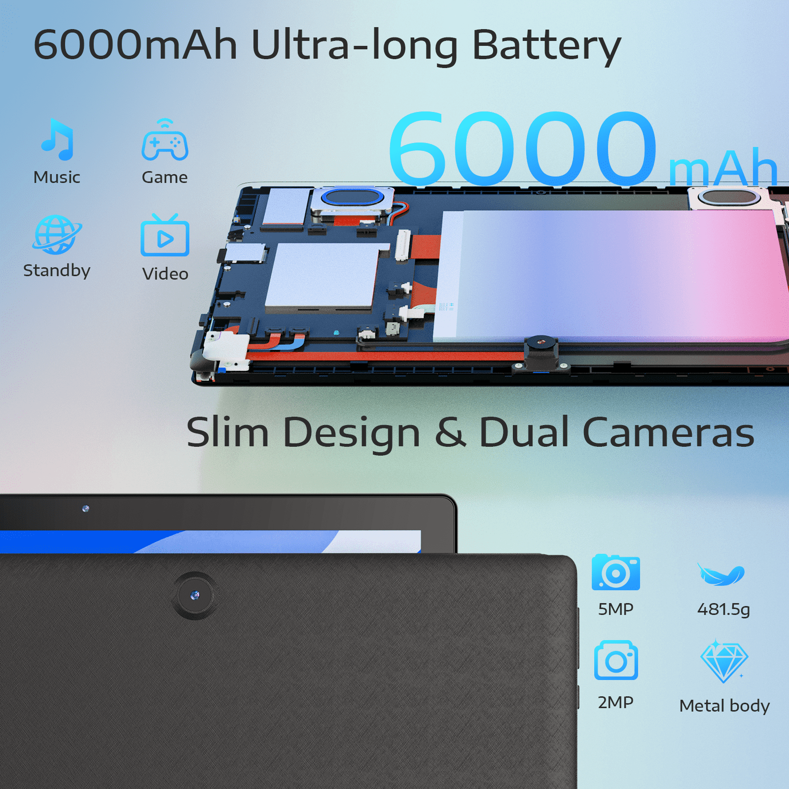 Digiland 10.1 Inch Tablet Android 15,10.1" IPS HD Display,6000mAh Battery,8GB RAM+64GB+256GB Expandable Storage,Dual Camera,WiFi,BT 5.0