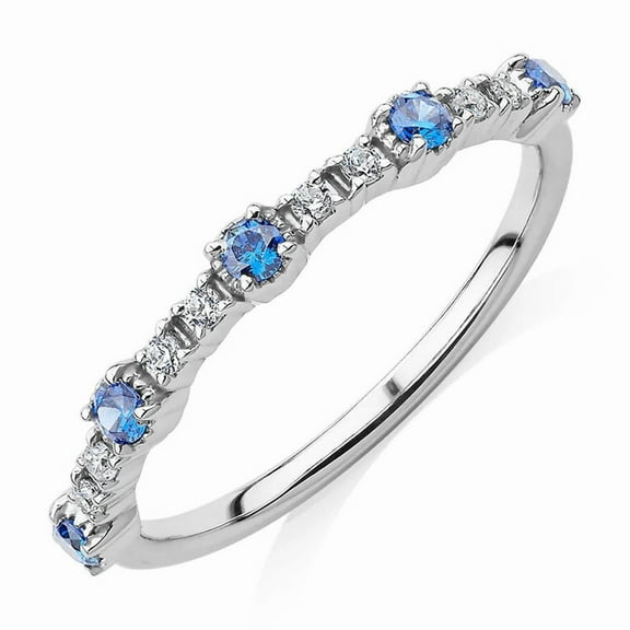 2Ct Minimalist Round Blue Topaz Dianty Wedding Ring For Women 925 Sterling Silver 14K Gold Plated Gift For Her