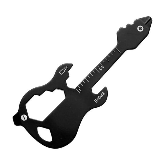 12 in 1 Mini Multifunctional Tool Card Guitar Shape Portable Wrench Screwdriver Hex Key Bottle Opener Ruler High Carbon Steel Compact EDC Outdoor Travel
