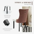 thumbnail image 5 of SoarFlash Leather Dining Chairs Set of 4, Tall Back Side Chair, Modern Upholstered Side Chair with Button Back Ring, Solid Wood Legs (Pink&White), 5 of 7