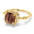 thumbnail image 2 of Gem Stone King 2.10 Ct Red Tiger Eye White Created Sapphire 18K Yellow Gold Plated Silver Ring, 2 of 6