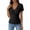 Black, variant on Women's V-Neck Ribbed Short Sleeve T-Shirt, Wrap Ruched Slim Fit Basic Tee, Casual Everyday Tops for Women Black M