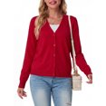 thumbnail image 3 of JWD Womens Cardigan Open Front Button Down Long Sleeve Knit Sweater Top Lightweight Casual Layering Cardigan Red L, 3 of 4