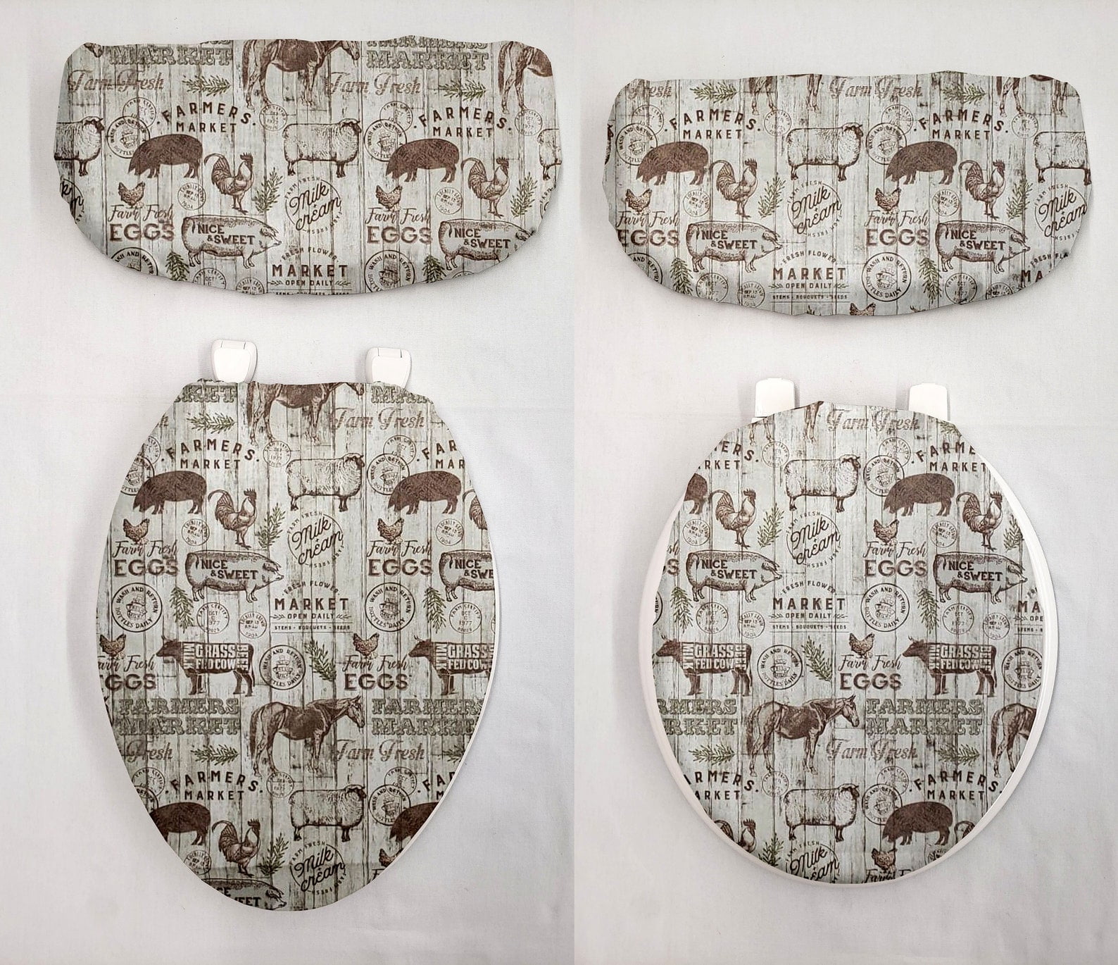 Farmers Market Toilet Seat Lid and Tank Cover Set by Penny's Needful