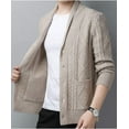 thumbnail image 3 of Kukuzhu Men's Casual Shawl Collar Button Down Cabel Knit Cardigan Sweater with Pockets, 3 of 6