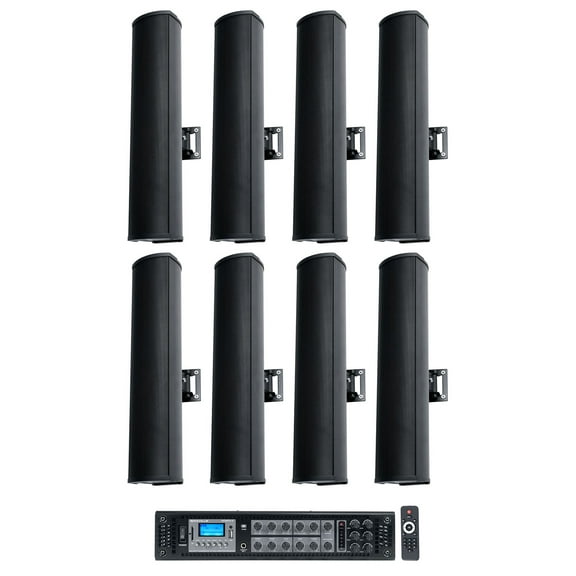 Rockville RCS650-6 70v Commercial Bluetooth Amplifier   (8) Line Array Speakers