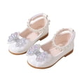 thumbnail image 4 of Qopobobo Flower Girl Dress Toddler Flats Girl Glitter Dress Shoes Little Girl Ballet Flats Bow Wedding Party White,12, 4 of 7