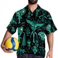thumbnail image 4 of Alien Men's Casual Poplin Printed Button Down Short Sleeve Summer Beach Shirts - Unisex, 4 of 6