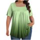 thumbnail image 4 of Tops Cortos para las Mujeres Impreso Cuello de Gran Tamaño Plisado Manga Corta Suelta Superior en Tamaños Más L-5xl, 4 of 4