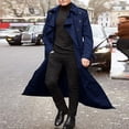 thumbnail image 5 of HAXMNOU Men's Classic Lapel Long Trench Coat Jacket Windbreaker Outwear Casual Overcoat Dark Blue XXL, 5 of 5