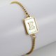 thumbnail image 1 of Pulsera Lara de acero de titanio con 26 letras y concha para mujer, pulsera ajustable de acero inoxidable cuadrada de oro de 18 quilates, 1 of 5
