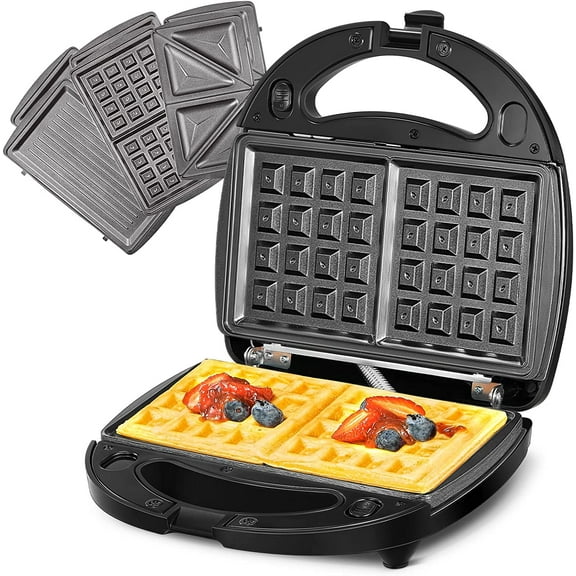 3-in-1 Sandwich Maker, Waffle Maker, Panini Press with Removable Non-Stick Plates