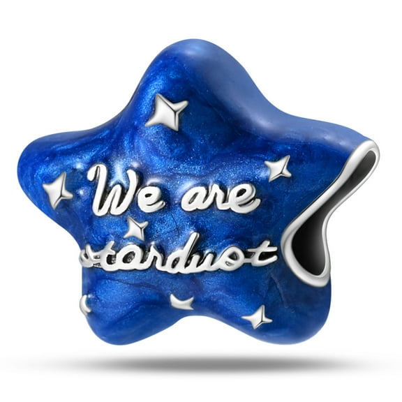 KUNSIR Jewelry Blue Heart Galaxy Star Charm for Women Bracelets Necklaces 925 Sterling Silver Beads Charms
