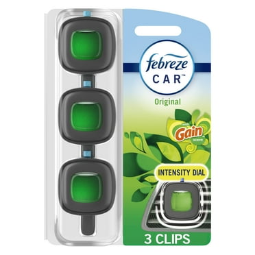 Febreze Car Air Freshener, Odor-Fighting Car Vent Clip, Gain Original, 3 Count
