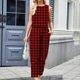 thumbnail image 6 of Qetyuw Women's Gingham Sets Loose Fit 2 Piece Outfits Chic Plaid Print Sleeveless Suits Crewneck High Waist Solid Color Wide Leg Lounge wear, 6 of 6