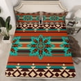 thumbnail image 2 of Manfei Teens Female Men Abstract Boho Flower 4-Piece Full Size Sheets,Bohemian Aztec Bed Sheets,Tribal Theme Lightweight Sheet Sets,Ultra Soft Home Decor, 2 of 7