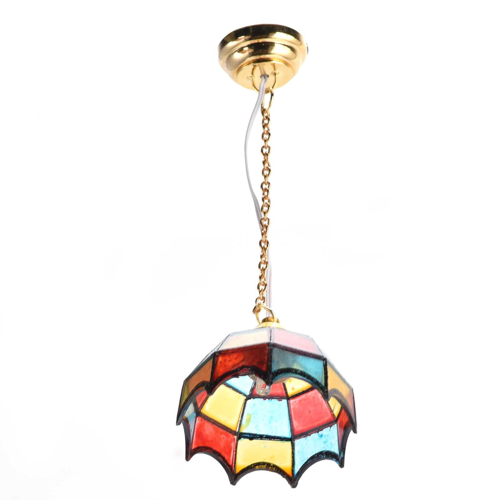 1/12 Dollhouse Miniature European Color Chandelier LED Hanging Lamp Modern 