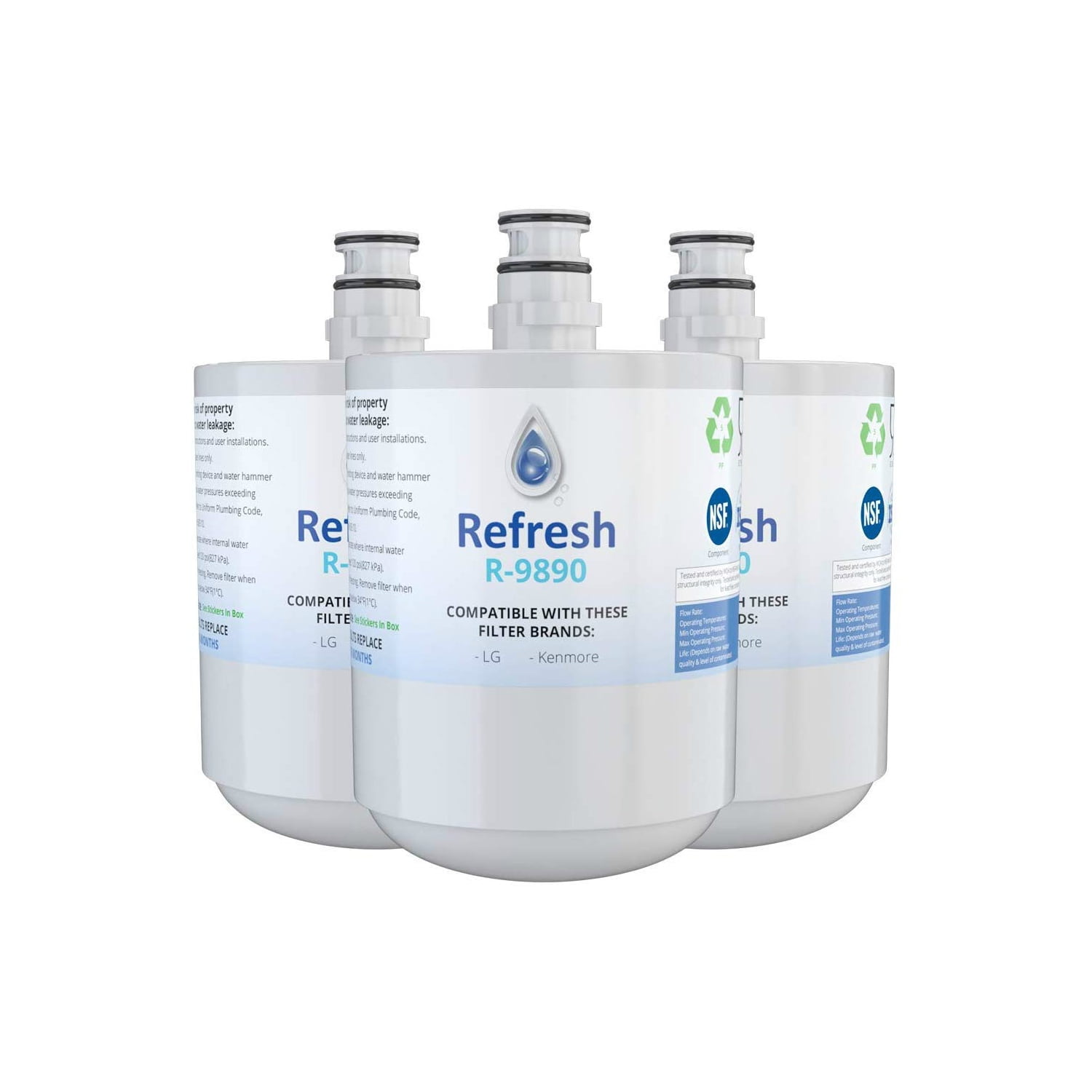 6 Pack Aqua Fresh Replacement Water Filter Fits LG RWF1160 Refrigerators