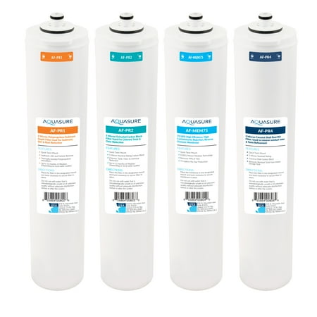 

Aquasure Premier Series Complete 4 Stages Quick Change Filter Bundle with 75 GPD Reverse Osmosis Membrane